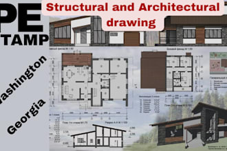 do license pe stamp and architectural drawing for washington and georgia