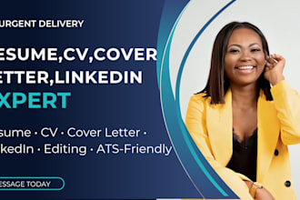 write ,edit your cv,cover letter and linkedin optimization