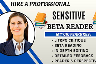 beta read your litrpg fantasy or sci fi novel with detailed feed back