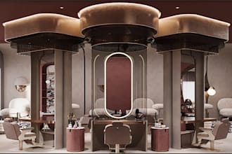 design 3d beauty salon interior, nail, barber shop, clinic, spa, store, gym