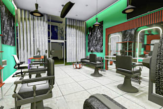 design 3d beauty salon, nail, barber shop, spa, gym, clinic interior