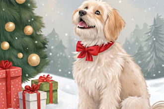 draw your christmas pet portrait
