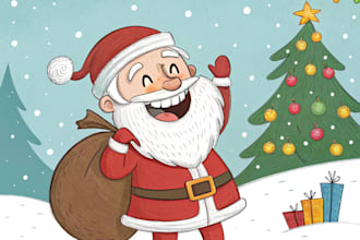 draw a christmas cartoon caricature