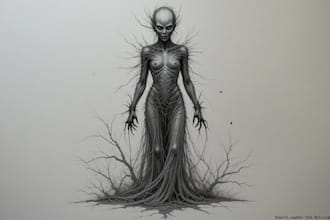 draw dark art illustration with engraving style