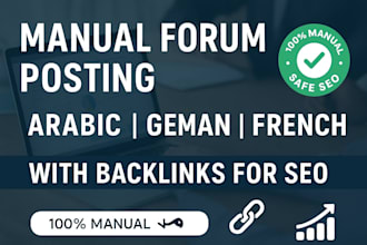 do arabic, german, french and dutch forum posting with backlinks