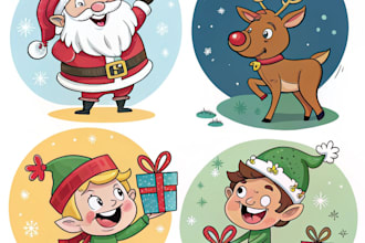 draw christmas illustrations and awesome cartoon caricature for christmas gift