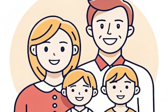 draw a minimalistic vector portrait for your family