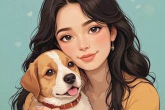 create your vector portrait of you with beloved pet