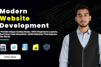 build a fast and modern website using HTML, tailwind CSS, java script and react