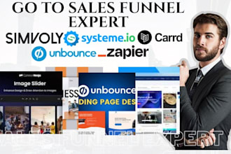 simvoly sales funnel systeme io landing page unbounce carrd zapier integration