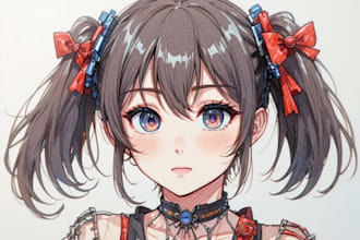 draw anime sketch colored