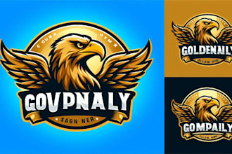 design golden eagle mascot logo with express delivery