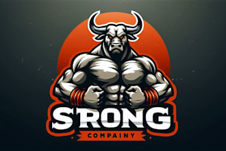 design strong bull mascot logo in very short time