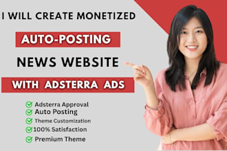 create monetized autoposting news website with adsterra ads
