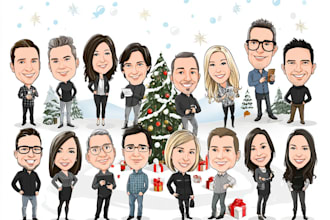 draw amazing christmas cartoon portraits and caricatures