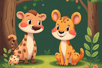 draw custom animal cartoon illustration