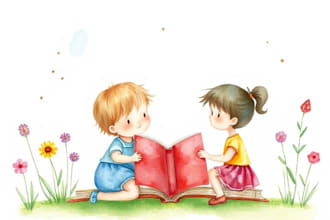 create watercolor children kids book illustrations