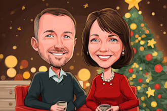 make holiday christmas cartoon caricature for real estate