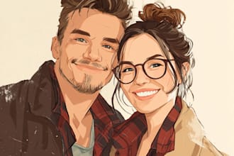 draw couple portrait illustration