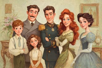 design a professional disney family portrait