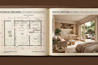 draw garage conversion adu floor plan and city permit drawings