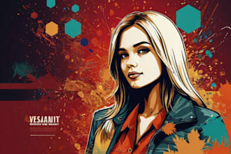 design awesome vector vexel art cartoon portrait