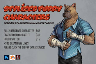 draw your furry oc character semi realistic style