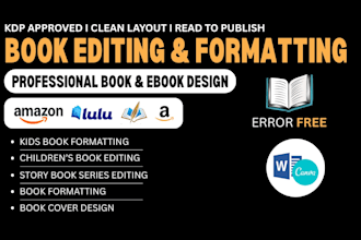 do kids novel book editing for kdp, children story book series, book editing