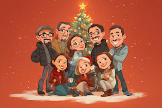make a christmas caricature, business cartoon holiday