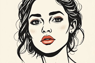 draw a portrait drawing in linocut illustration
