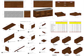 furniture design and detailed manufacturing drawing