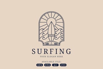 design a vintage surf logo for your club, brand, or event