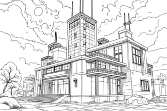 create black and white line art illustrations
