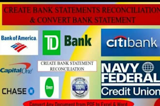 reconcile bank statement PDF to editable format