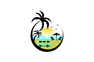 design a flat vintage travel logo