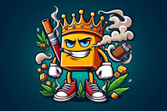 do king funky smoking mascot logo in my style