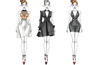 draw a fashion illustration, sketch, portrait