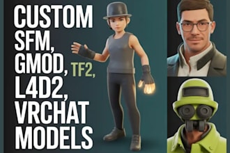 custom sfm model, gmod playermodel, tf2 model, left4dead2 model, vrchat avatar