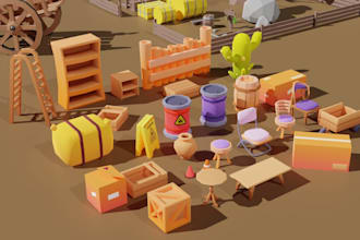 create optimized low poly 3d game models for mobile games