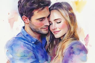custom watercolor family portrait from photo