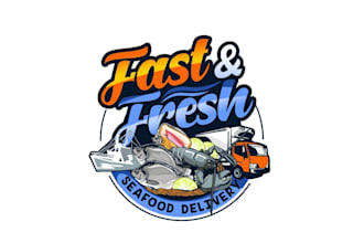 create exclusive and marvelous seafood logo design