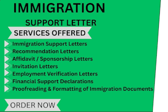 professionally draft your immigration support or recommendation letter for USA