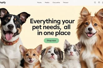 pet shopify store pet, dog, accessories website pet logo dropshipping store