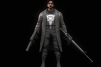 model 3d game character, unreal engine 4, ue5, npc character, 3d rig animation