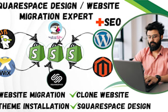 build squarespace website design and redesign migrate godaddy magento to shopify