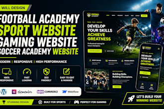 football academy website, sport website, gaming website, soccer academy website