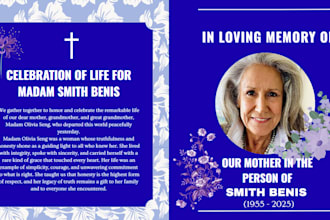 design professional obituary program memorial flyer, brochure or bifold