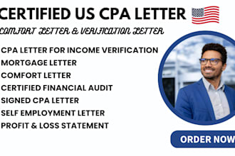 do US CPA comfort letter, income verification, US CPA letter, mortgage letter