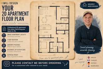 design a smart apartment floor plan and furniture layout in autocad
