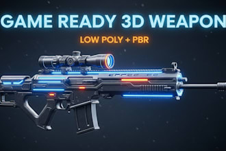 create 3d weapon model for games low poly game ready with pbr textures